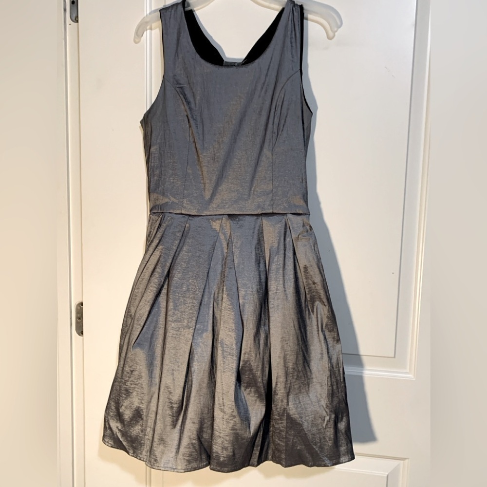 Gray Short Length Dress with tulle underneath and bow on back, XL - Picture 3 of 6